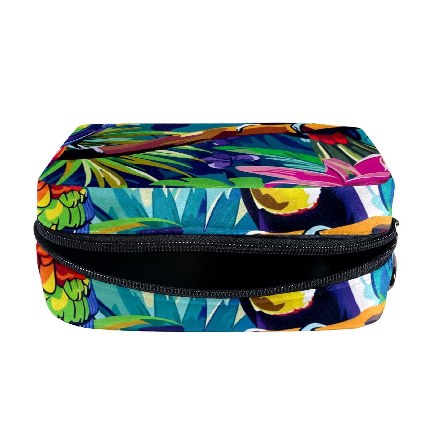 WOSHJIUK WOSHJIUK Makeup Bags for Women,Toiletry Bag for Men,Flowers Tropical Toucan Parrot,Travel Cosmetic Bag