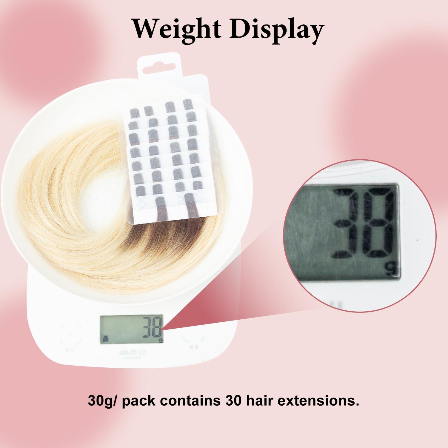 Prosa V light hair extension, human hair V light specific wig extensionsreal human hair for v light hair extensions machine sit, 30g/pack, 18 20 22. (#T4/60, 20)