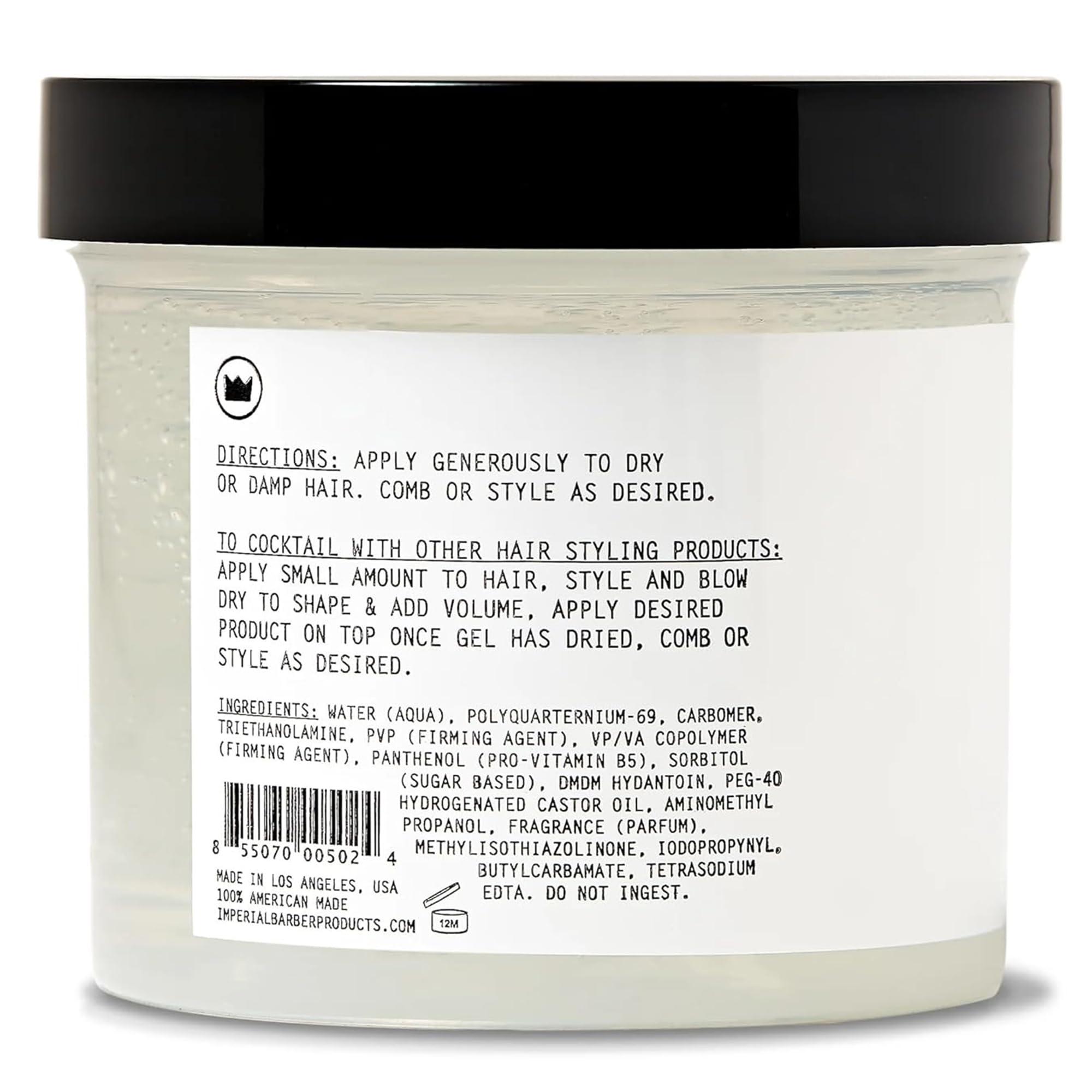 Imperial Barber Imperial Barber Grade Gel Pomade - All Day Strong Hold, No Flaking, Water Based, Reactivatable - Natural Men\'s Hair Styling Product 12oz
