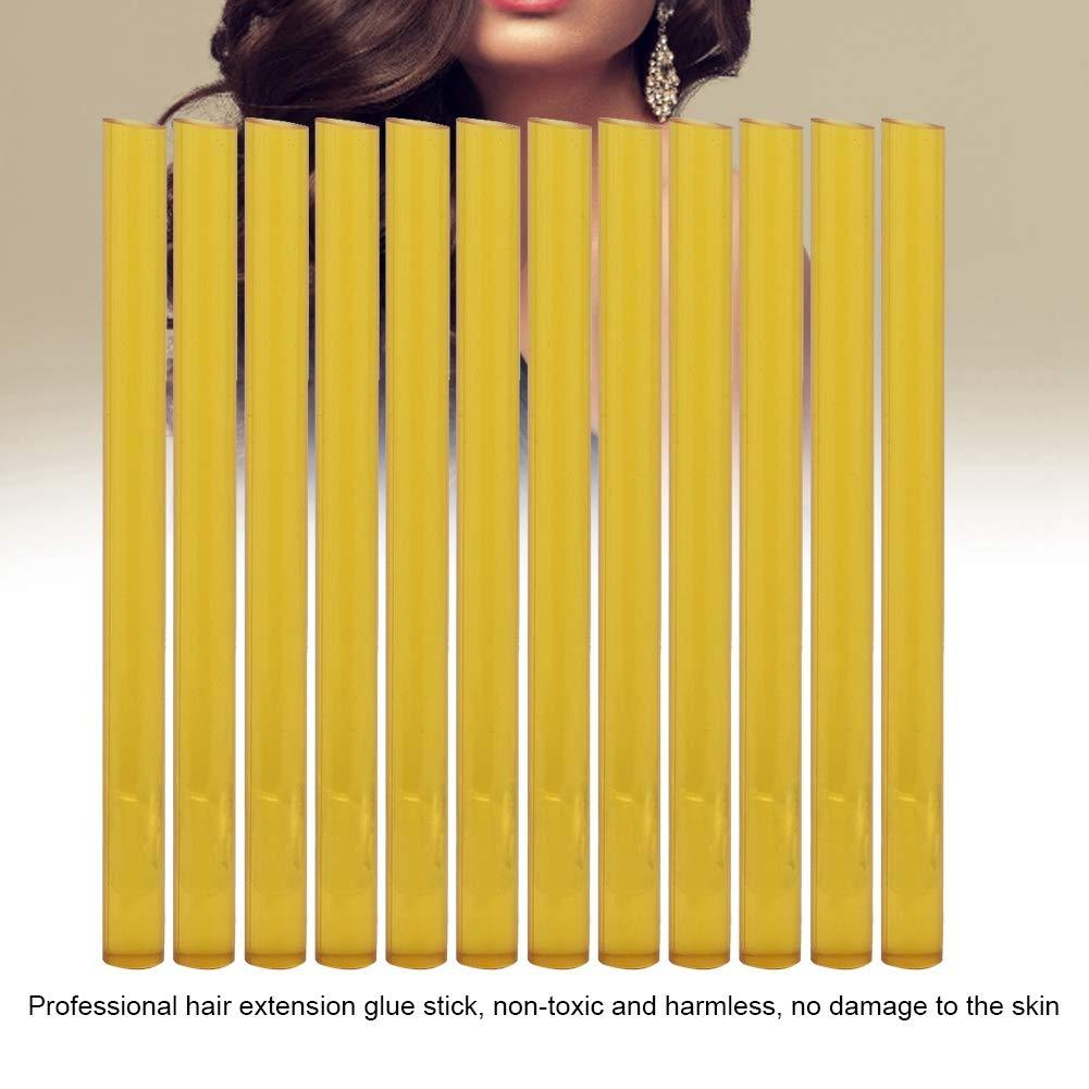 oceanside 12Pcs Professional Wig Hair Extension Hot Glue Adhesive Sticks Hair Styling Tool Wig Styling Tools(Yellow)