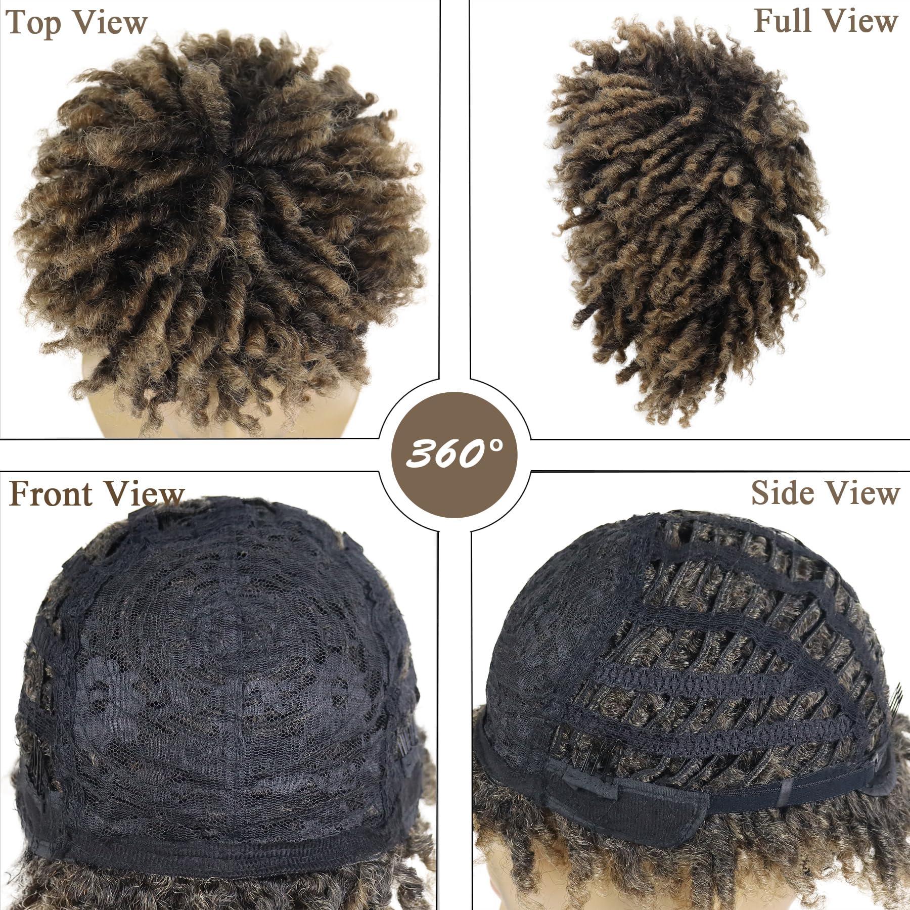 GNIMEGIL GNIMEGIL Ombre Blonde Dreadlock Wig Male Short Braided Wigs Fake Dreads Men Guys Wig Natural Afro Synthetic Hair Braids Short Braid Wig - Faux Locs Boy Wigs Costume