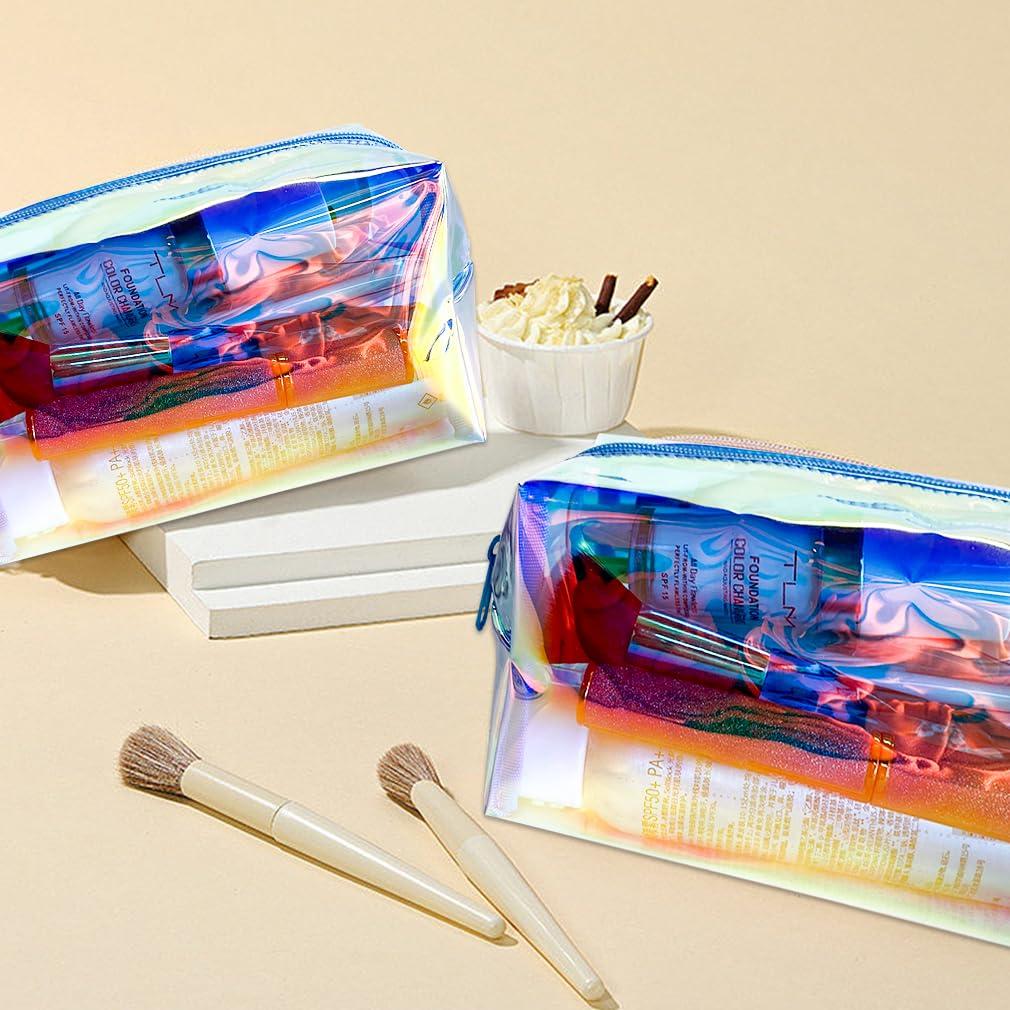ONEART ONEART Holographic Iridescent Cosmetic Bag,Portable Waterproof Cosmetic Makeup Pouch with Zipper, Toiletry Bag for Women,Laser Cosmetic Bags for Travel