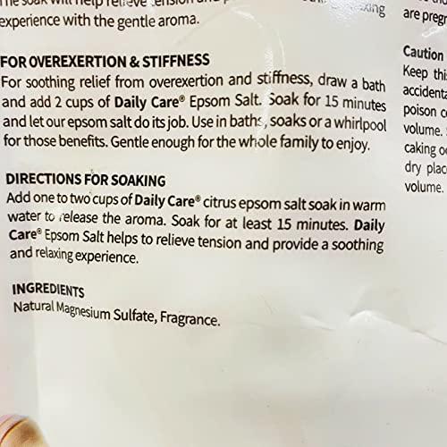 Daily Care Post Workout Recovery Magnesium Bath & Foot Soak Epsom Salt Citrus Reduce Inflammation Soothe Muscles - 2lbs