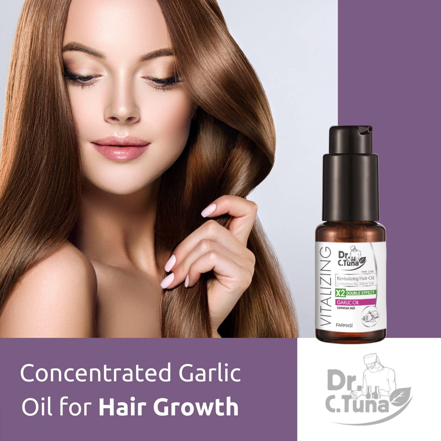 FARMASi FARMASi Dr. C. Tuna Vitalizing Garlic Oil, Hair Growth Oil for Thicker Longer Fuller Healthier Hair, Prevent Hair Loss & Thinning, All Natural Vitamin Rich Treatment, All Hairy Types, 1 fl.oz (30 ml)
