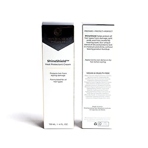 Skin Research Institute Shine Shield Strengthening Heat Protectant Cream - Protects up to 450°F from Straightener and Blow Dryer - Clinically Proven - Helps Prevent Damage and Frizz