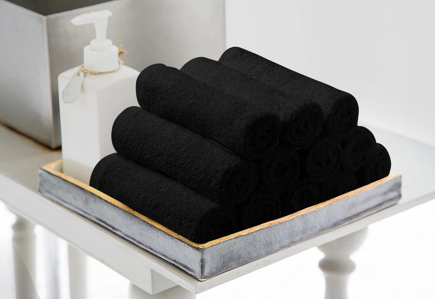Avalon Towels Avalon Towels Salon Towels - Black Hand Towels Bulk 24 Pack - 100% Cotton Hand Towels 16x27 inches - Absorbent Spa Towels, Facial Towels, Face Towels & Gym Towels for Working Out (Not Bleach Proof)