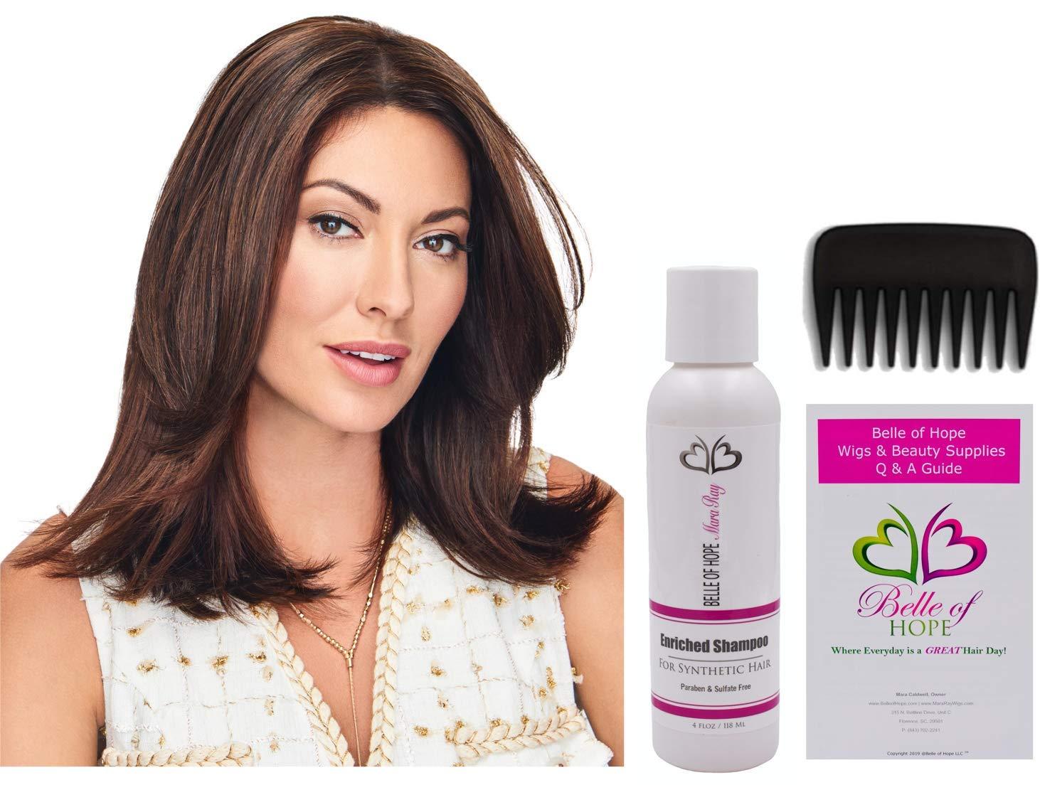 Belle of Hope Belle of Hope GO ALL OUT 10" TOPPER by Raquel Welch, 4PC Bundle: HF Synthetic Topper, 4oz Mara Ray Enriched Shampoo, Wide Tooth Comb, and 19 Page Guide (RL16/88)