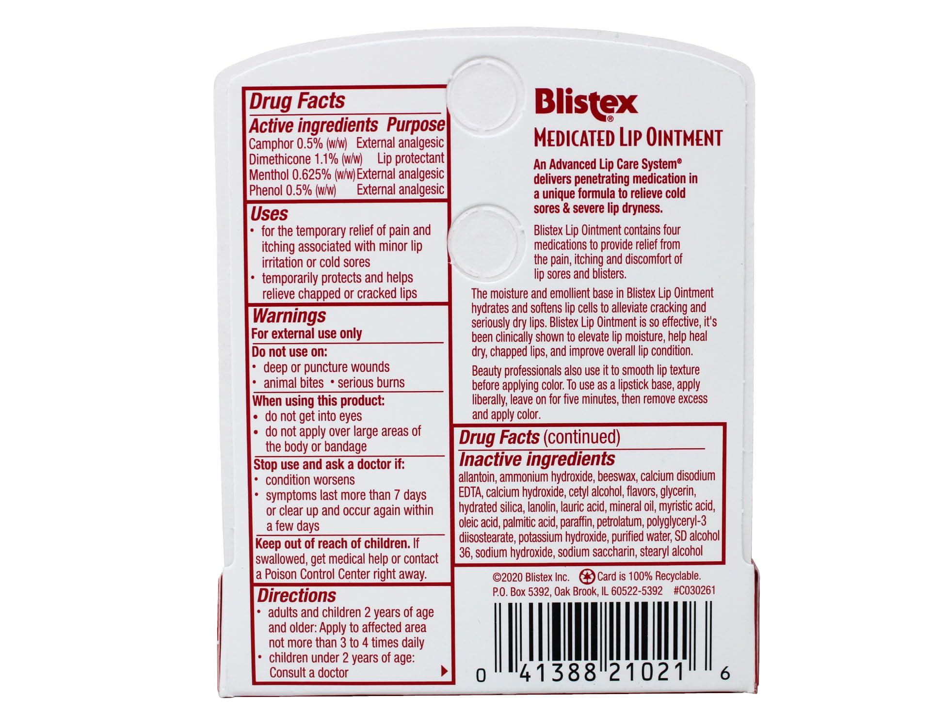 Blistex Blistex Lip Protectant, Medicated Lip Ointment, 0.21 oz (Pack of 5)