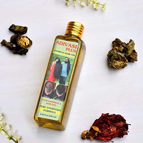 Adivasi Ayurvedic Hair Care Adivasi Plus Herbal Hair Oil Sesame oil, coconut oil, castor oil, neem amla bhringraj, Adivasi Herbal Hair Oil for Hair Growth & Anti Hair fall Control - Helps Hair Thickening