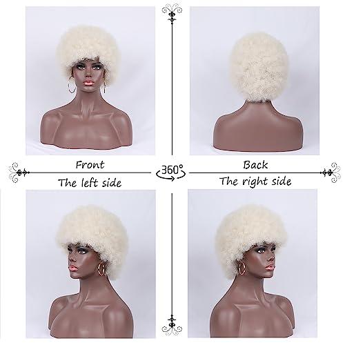Lotfon Lotfon Wig 70\'s Curly Wigs for Black Women Large Bouncy Fluffy and Soft Natural Looking Afro Kinky Wig 8 Inches (Platinum blonde)