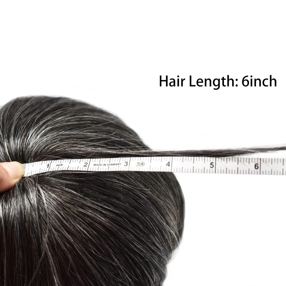 Generic Toupee for Men Hair Replcement System Mens Toupee Full Poly Thin Skin Human Hair Piece All PU Injection Toupee Hair Systems (8X10", 1B40 1B# OFF BLACK WITH 40% SYNTHETIC GREY)