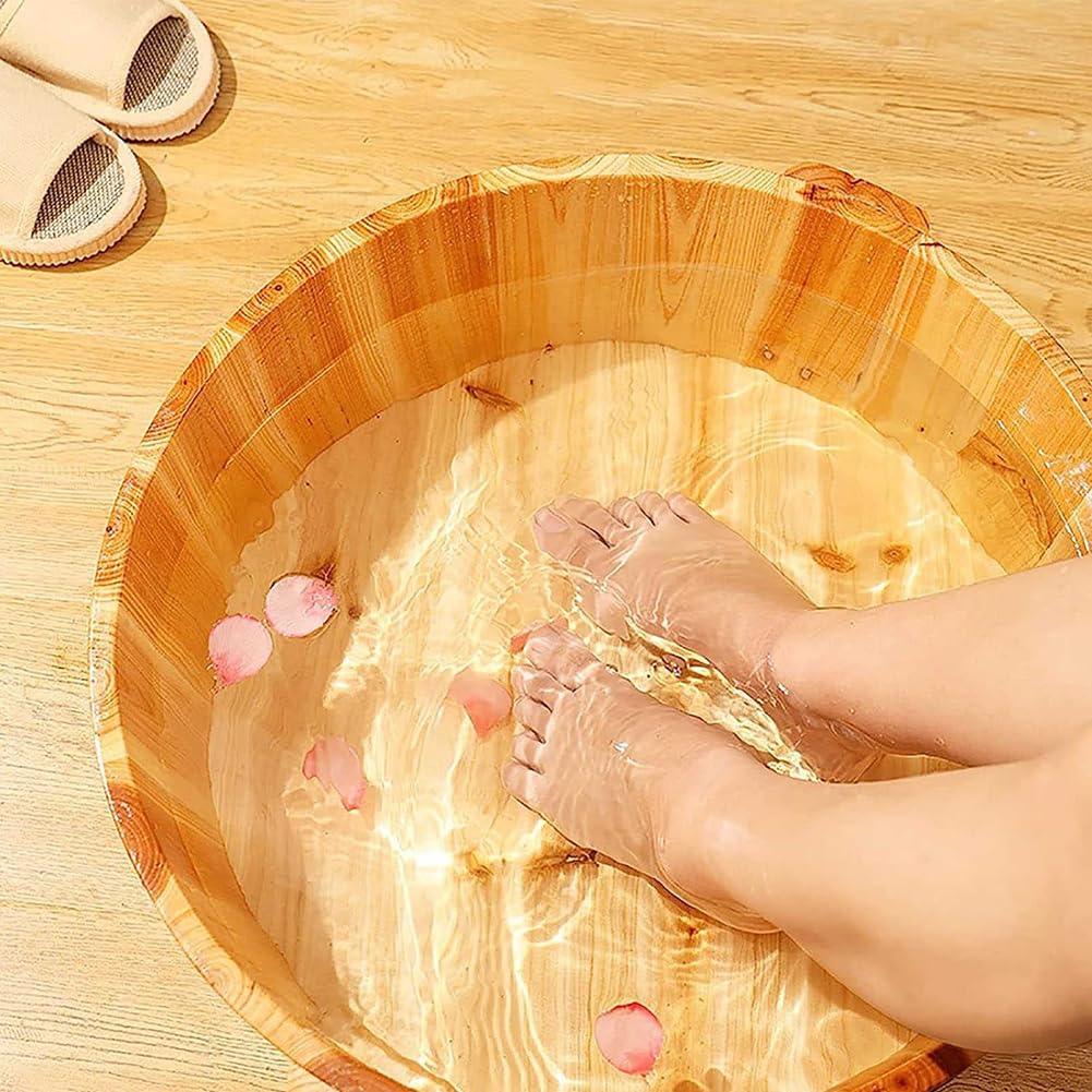 MegLob MegLob Solid Wood Foot Bath Bucket, Wooden Large Foot Soaking Tub, Feet Spa Soaking Basin, Classic Wooden Foot Bath Barrel, Alleviate Fatigue, Help Sleep, Pedicure Foot Soaking Bath Container,S