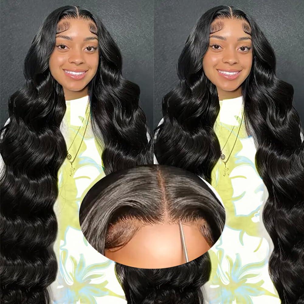 lvmazon 32 Inch Wear and Go Glueless Wigs Human Hair Pre Cut Easy Install for Beginners 200% Density Long Body Wave Wig 6x5 HD Lace Closure Human Hair Wigs for Black Women Pre Plucked Ready to Wear Wig