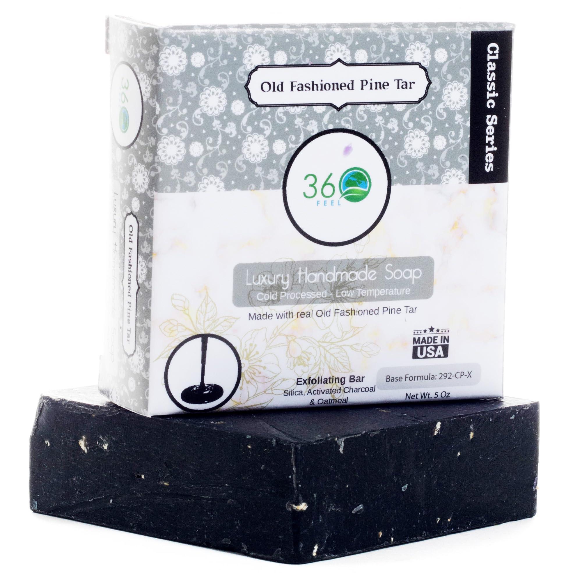 360Feel 360Feel Pine Tar Soap - Handcrafted Castile Soap Bar with Soothing Scent - Handmade with Essential Oil - Suitable Gift for Anniversaries, Weddings, and Holiday Stockings - Rich Lather