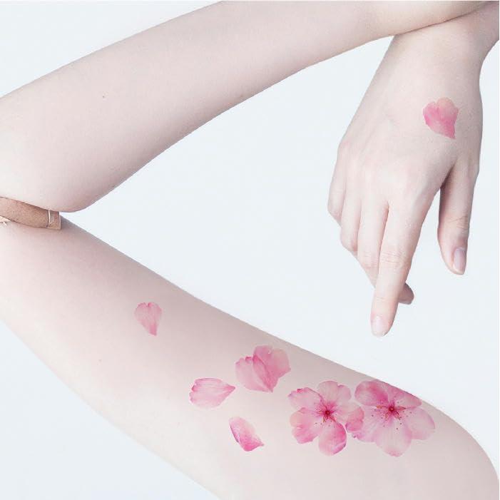 GoDdis Peach Blossom Sticker Small Fresh Cute Long-Lasting Female Waterproof Sexy Collarbone Back Leg Tattoo Stickers Temporary Tattoos Fake Tattoo Cherry Blossom