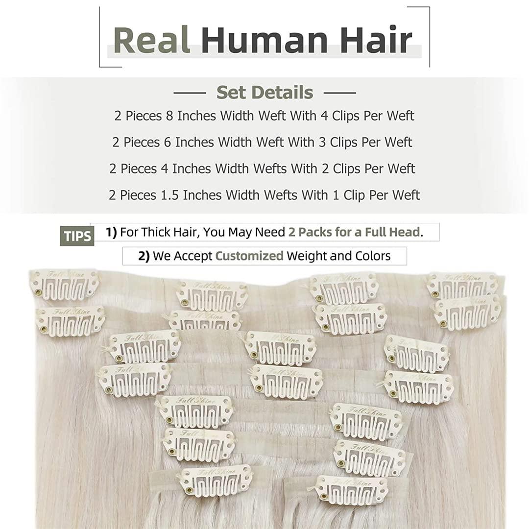 Sweejim Invisible Clip In Hair Extensions Real Hair 8Pcs 100G Solid Color Blond Hair Seamless Clip On Remy Extension Skin Weft 1000 20 inches 100g/Set