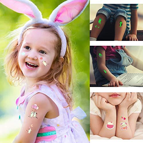 Fanoshon Fanoshon Cat Face Tattoos Temporary for Kids, 12 Sheets Small Halloween Glow in the Dark Cat Paw Kitten Waterproof Body Stickers Birthday Party Favor Goody Bag Fillers,Cartoon Pet Tattoo Sticker Set
