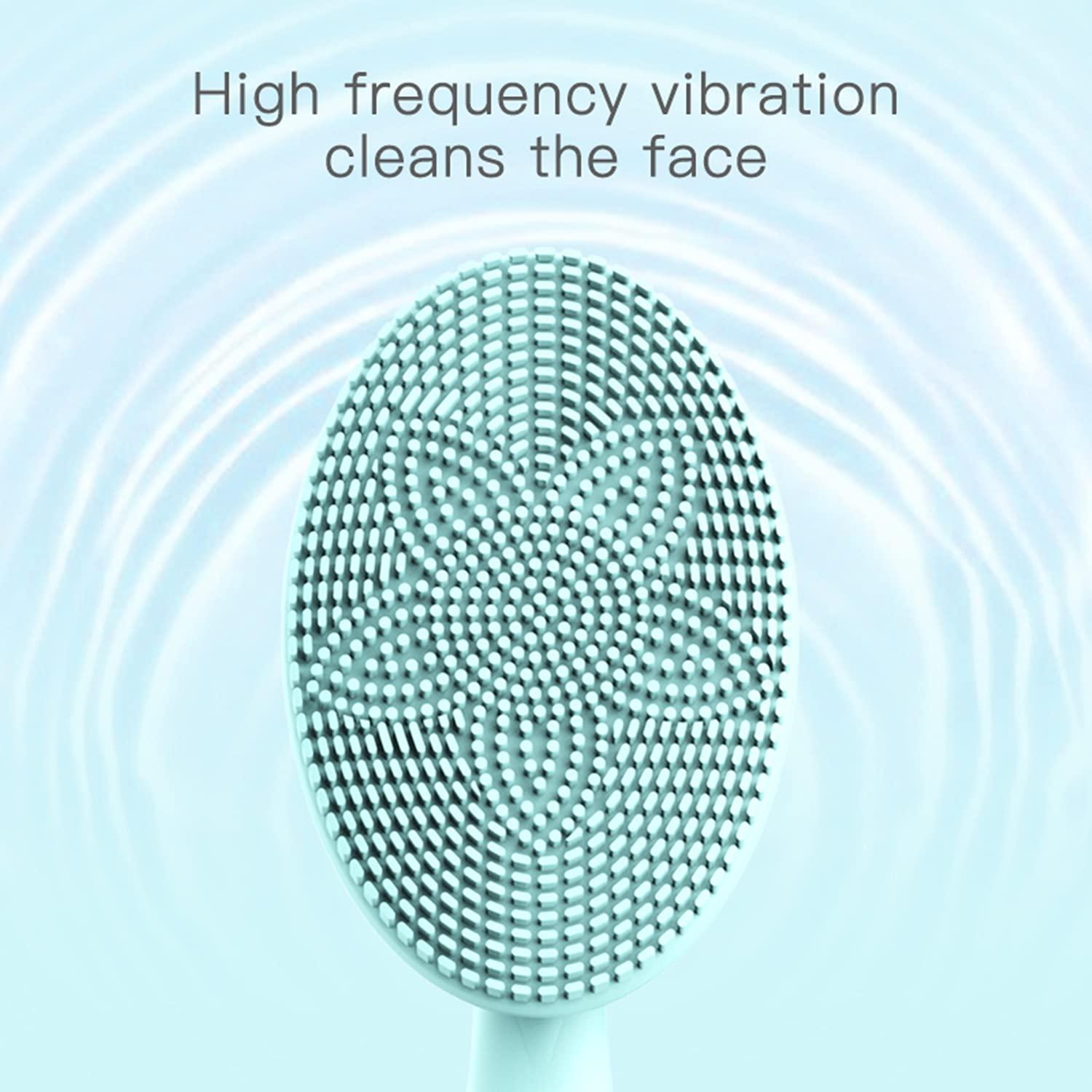 kanuo Sonic Facial Cleansing Brush, 5 Adjustable Speed Waterproof Sonic Vibration Rechargeable Face Cleansing Brush for Deep Cleansing (Blue)