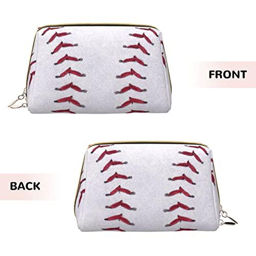 Generic Preppy Makeup Bag for Purse, PU Leather Baseball Laces Softball Makeup Zipper Pouch, Cosmetic Makeup Accessories Organizer Makeup Stuff Bag for College Girls Teens Women