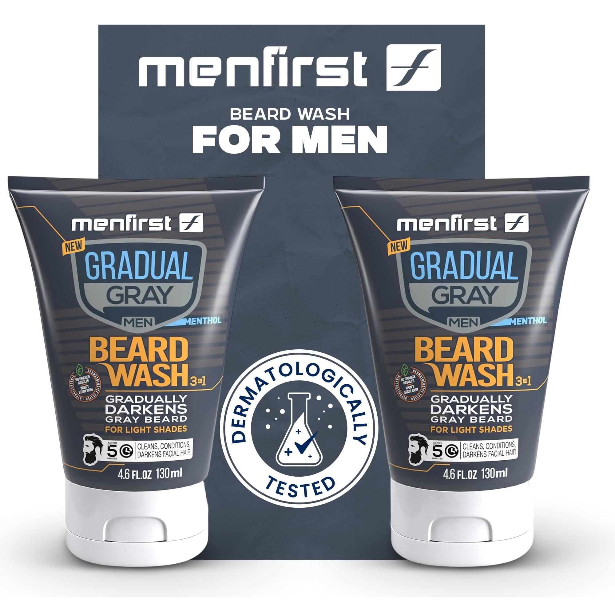 MENFIRST MENFIRST Gradual Grey Reducing Beard Wash for Light Shades - Beard Wash for Light Brown to Blonde Hair - Beard Color Shampoo for Men - 4.60 FL