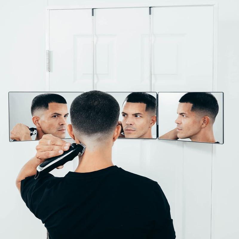 Self-Cut System Self-Cut System - 3 Way Mirror with Lights - Three Way Mirror for Self Hair Cutting - Over The Door Mirror - Trifold Mirror - 360 Mirror - Barber Mirror - Self Haircut Mirror (Travel 3.0 LED)