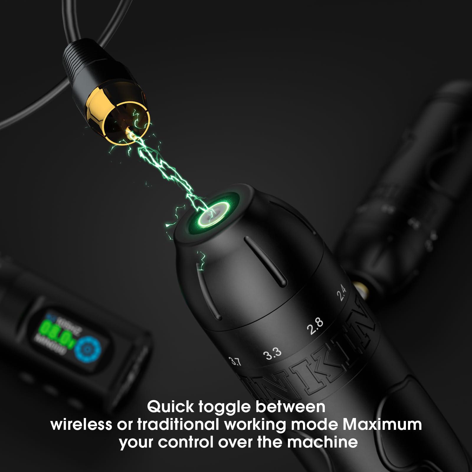 INKin INKin Tattoo Gun Kit, Inkflexo Wireless Tattoo Machine with 6 Adjustable Strokes 2.0mm - 4.2mm Rotary Tattoo Pen Kit with 2Pcs Batteries 1600mAh Power Supply OLED Display for Beginners and Artists