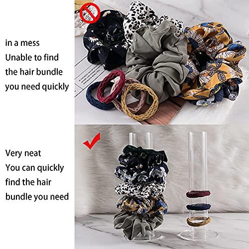 Coward Coward 2 Pcs/Set Clear Acrylic Scrunchie Holder Hair Band Organizer Hair Ties Display Stand for Girls Women (Acrylic 8.6 inch Tall)