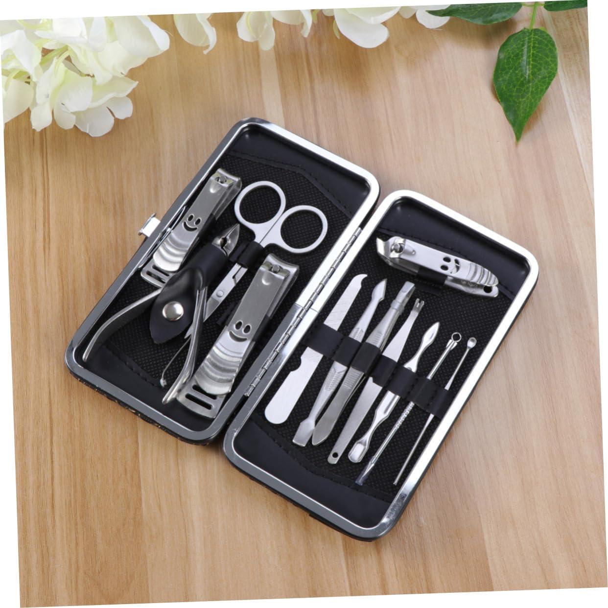 minkissy minkissy Travel-size 12pc Nail Care Set Manicure Pedicure Tool Set in Stylish Golden Pattern Case for Cosmetology
