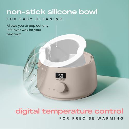 KoluaWax KoluaWax Premium Waxing Kit for Women - Hot Melt Hard Wax Warmer for Hair Removal, Eyebrow, Bikini, Legs, Face, Brazilian Wax - Machine, 4-Pack Beads, Accessories, Sand