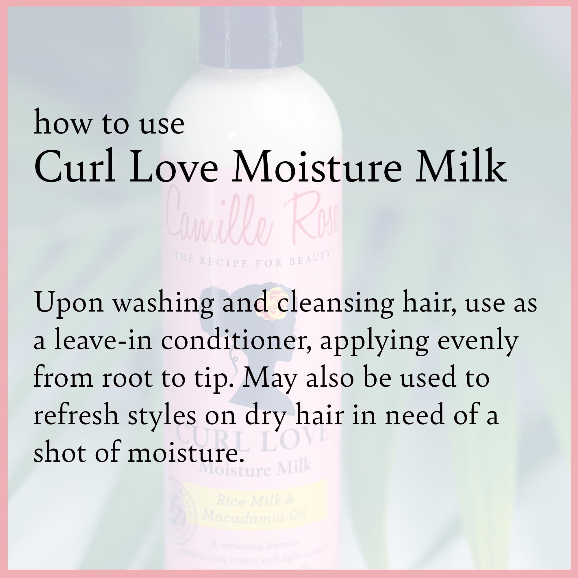 Camille Rose Camille Rose Curl Love Moisture Milk Leave-In Conditioner, with Rice Milk and Macadamia Oil to Soften, Smooth and Detangle Curly Hair, 8 oz