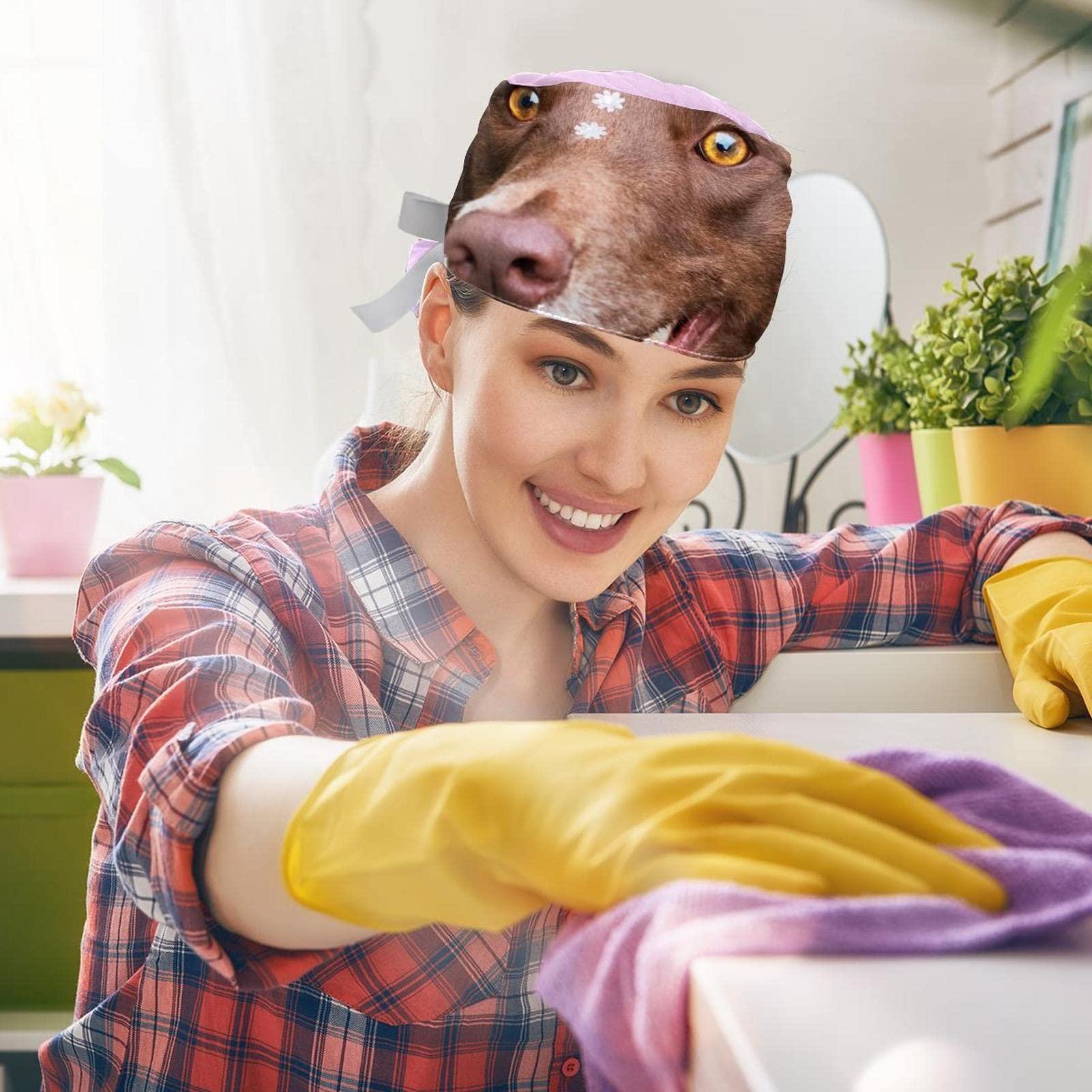 Lyetny Dog Border Collie Pet Animal Scrub Caps Hats Women Bouffant Working Hat Ponytail Holder for Women Long Hair Covers 2PCS