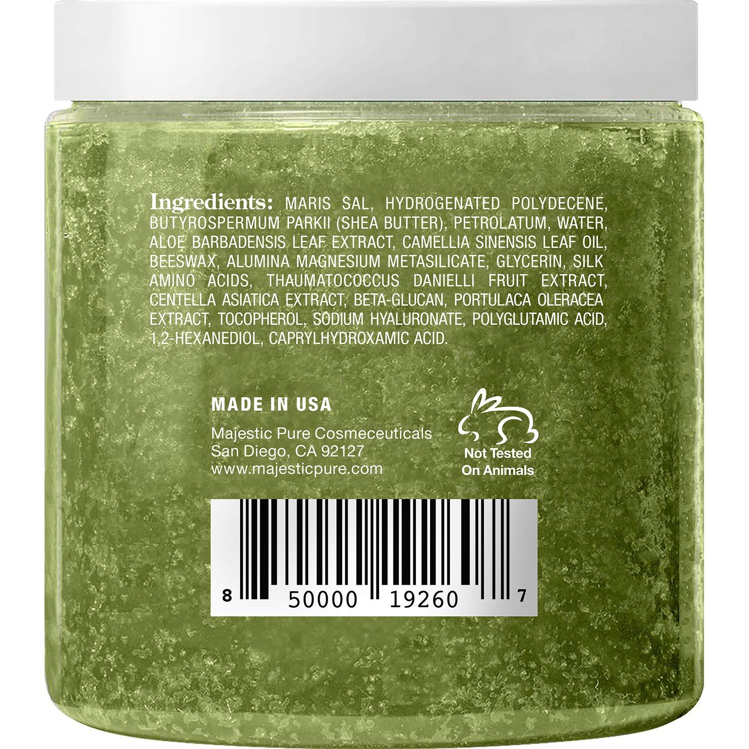 MAJESTIC PURE Majestic Pure Matcha Green Tea Body Scrub for All Natural Skin Care - Exfoliating Multi Purpose Body and Facial Scrub Moisturizes and Nourishes Face and Skin - 10 oz - Great Gift for Her