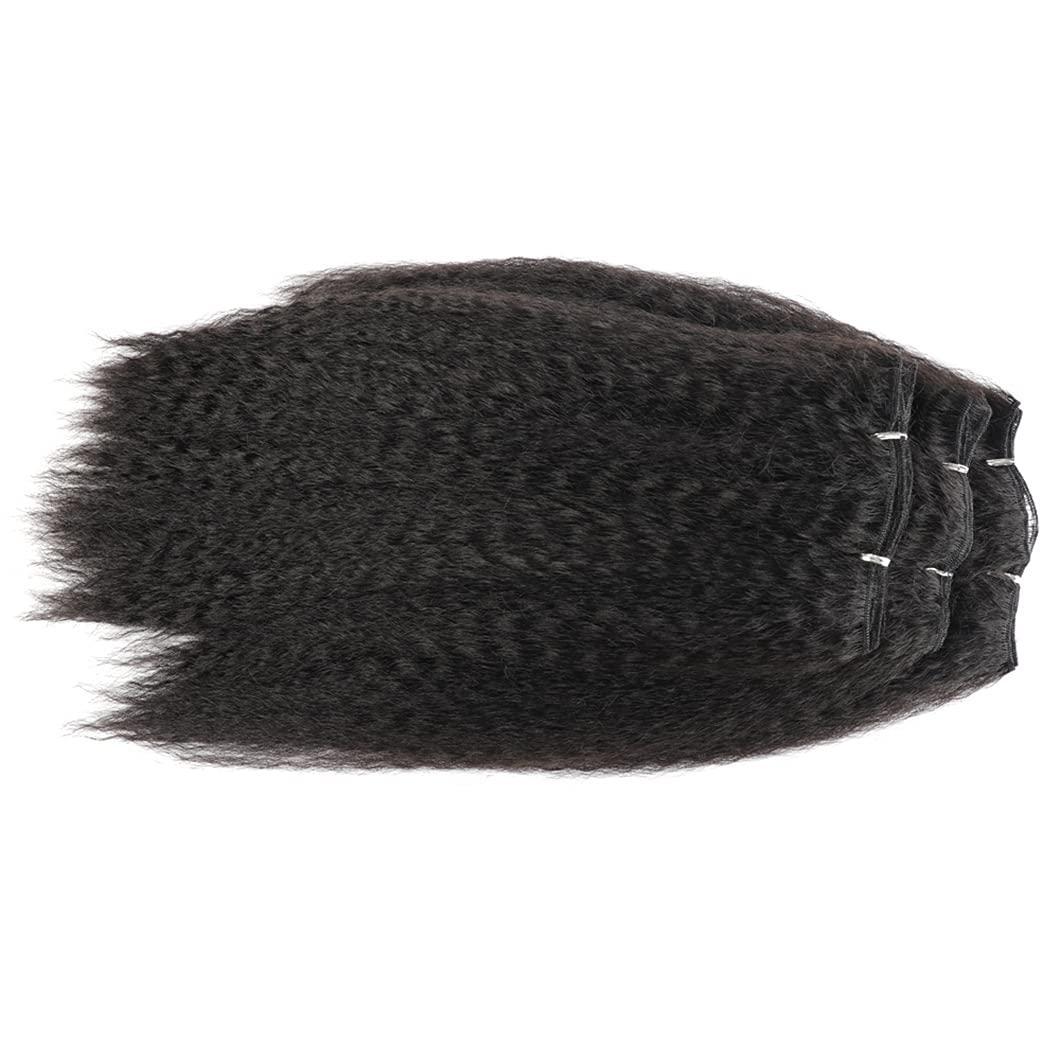 SSJFZM Synthetic Hair Bundles With Closure Kinky Straight Synthetic Sew In Weave Hair Bundles Women 2 Bundles With Closures 1B 16 Inches