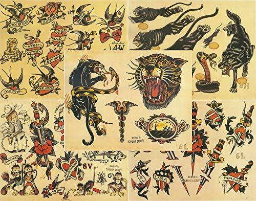 Tattoo Life Sailor Jerry Traditional Vintage Style Tattoo Flash Collection 135 Sheets 11x14" Old School, Traditional Designs
