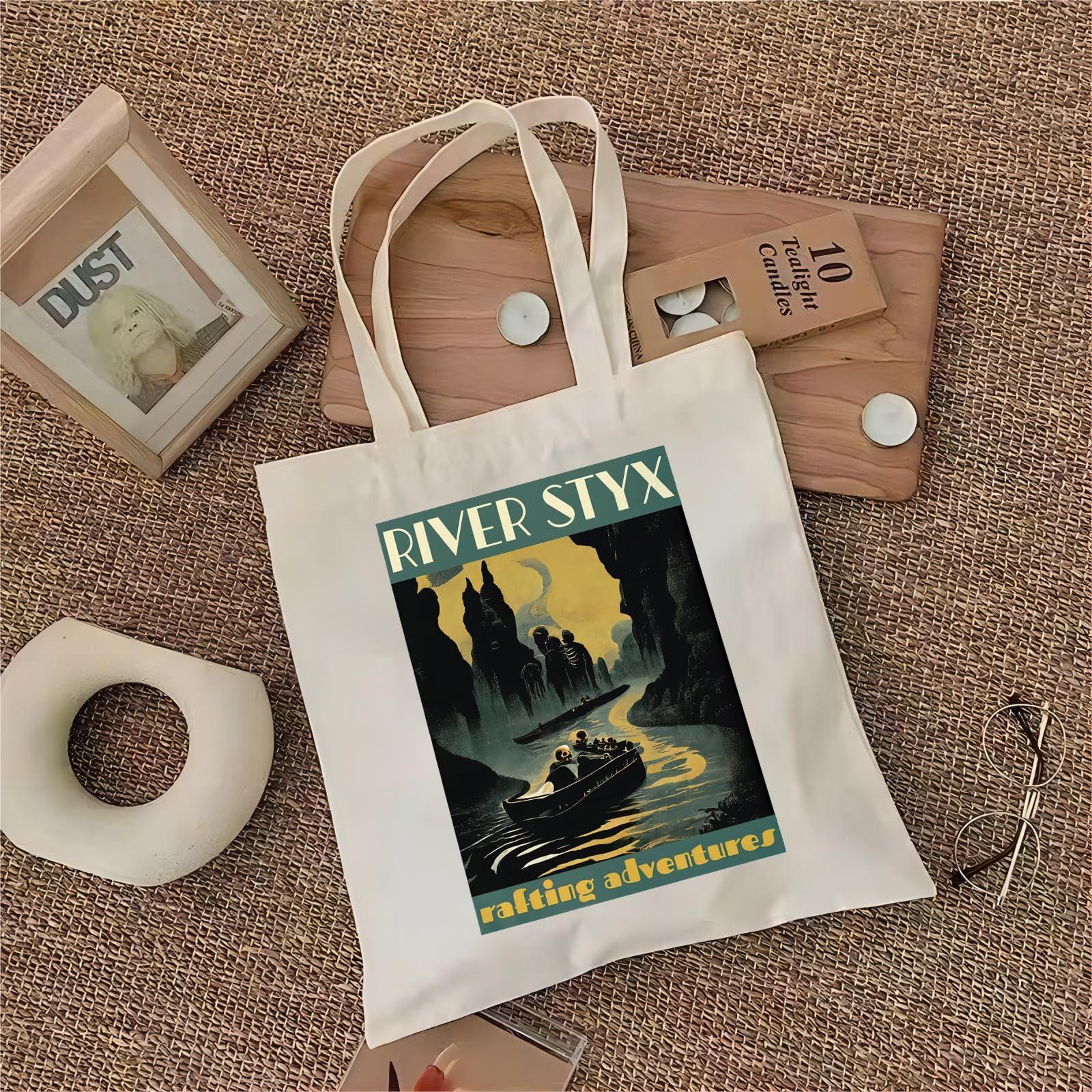 TOBGBE TOBGBE Gifts For Book Lovers Lovers River Styx Greek Mythology Merchandise Dark Academia Canvas Bag (River Tote)