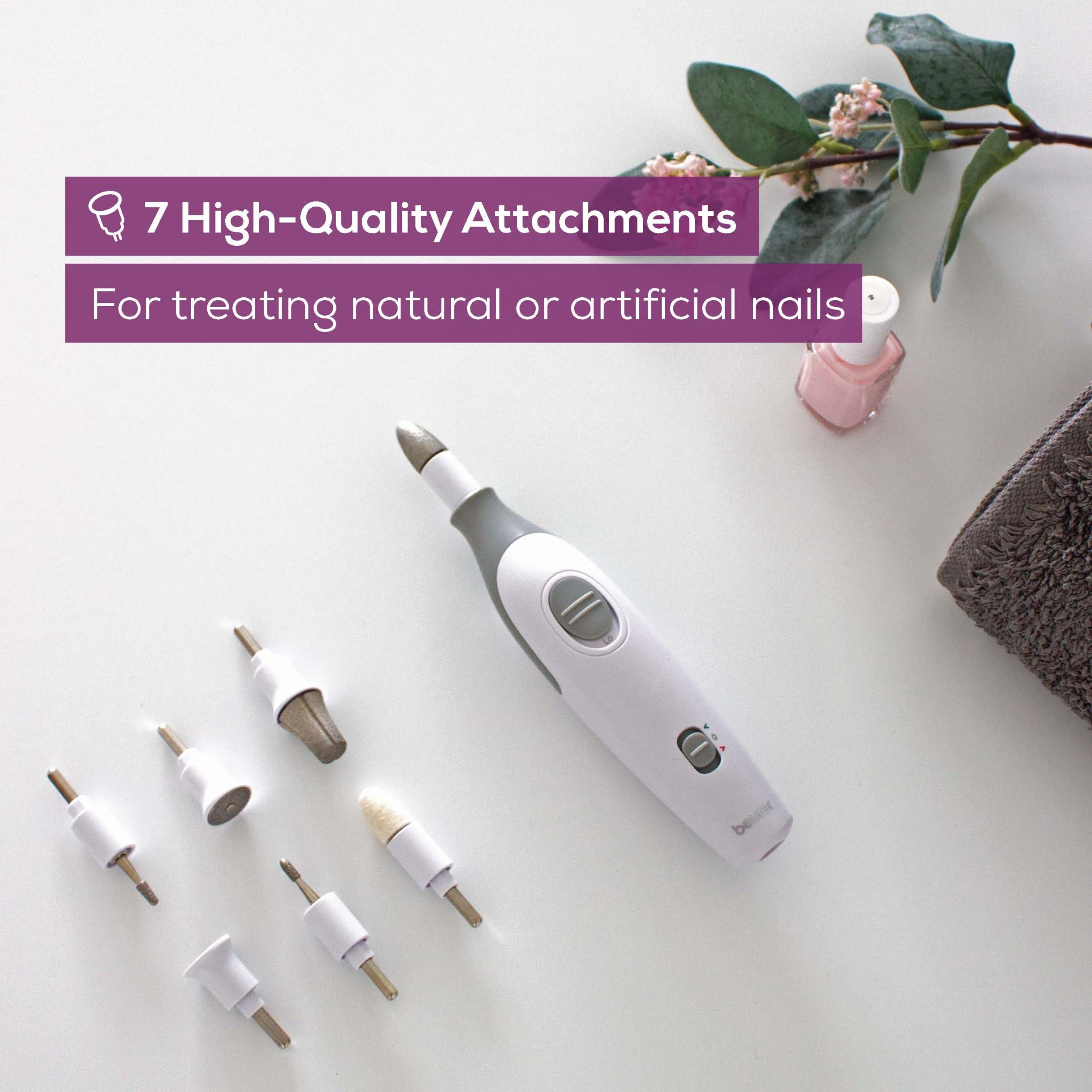 Beurer Beurer MP32 Electric Nail Drill with 7 Attachments, Manicure/Pedicure Set with 2-Speed Levels & Dual Rotation for Salon-Quality Nail Care at Home, Including Storage Case
