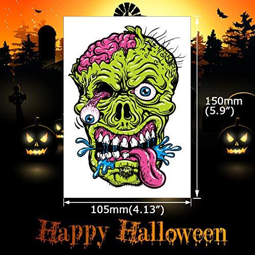 Fanoshon Fanoshon Large Rose Skull Halloween Temporary Tattoos for Adults Women Men 18 Sheets, Day of the Dead Themed Face Tattoo Body Art Decoration Stickers Body Paint Makeup Costume Accessories