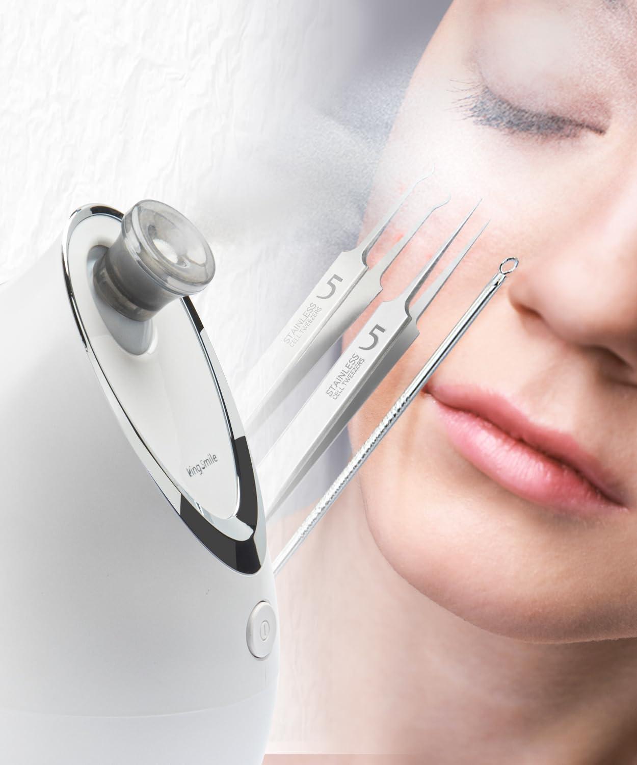 Kingsmile Kingsmile Facial Steamer, 2 in 1 Face Steamer for Facial,Compact Nano Steamer with Aromatherapy,Face Humidifier - Adjustable Nozzle, Warm Steam for Home SPA & Sinuses, Stainless Steel Kit & Hairlace