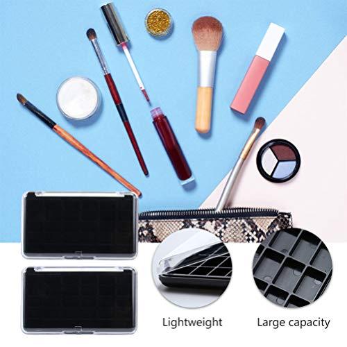 Lurrose Lurrose 2pcs 24 Grids Empty Makeup Palette Plastic Watercolor Palette Painting Box Case Organizer for Lipstick Balm Eyeshadow Blusher Powder Black Transparent