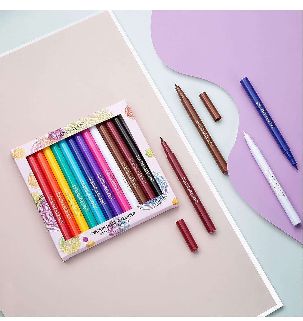 BestLand BestLand 12 Colors Matte Liquid Eyeliner Set Rainbow Colorful Neon Eyeliner Pencil Pigmented Waterproof Smudgeproof Long Lasting Gel Eye Liner Christmas Makeup Gift Kit for Women (Set E)