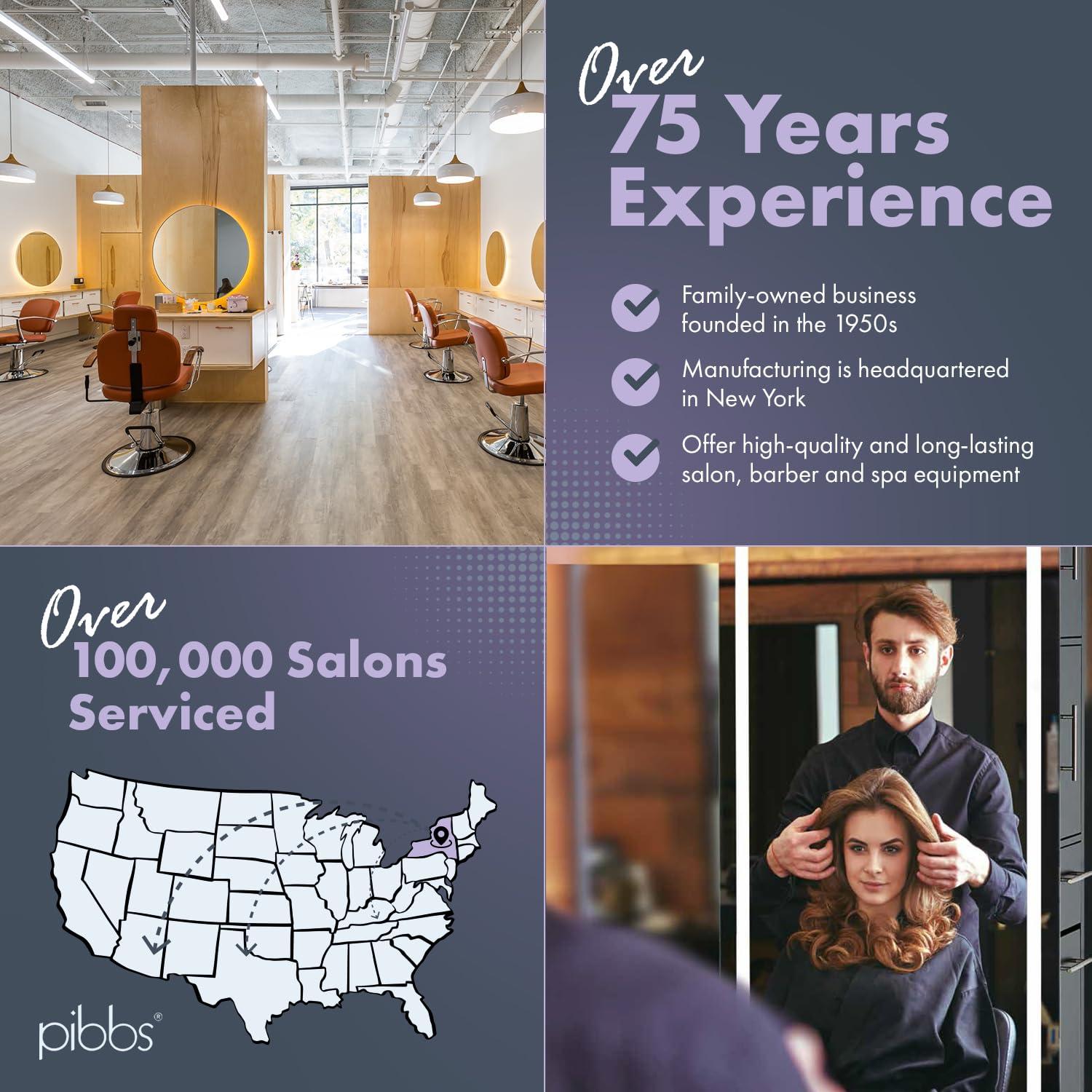 Pibbs Pibbs Seville Professional Heavy-Duty Barber Chair, Model 661, Vintage Antique Style, Extra Wide Seat, Adjustable & Removable Headrest, Kick-Out Upholstered Calf Pad & Footrest, PIB-661