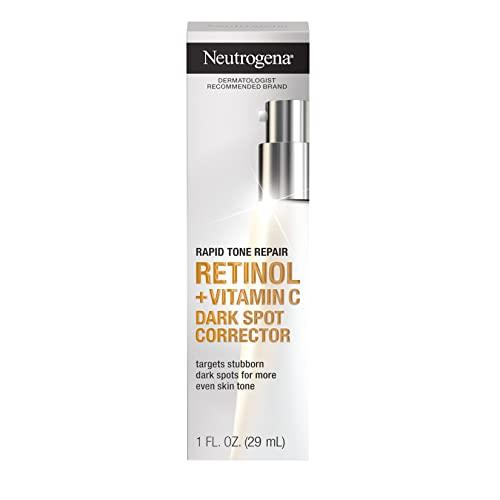Neutrogena Neutrogena Rapid Tone Repair Retinol + Vitamin C Dark Spot Corrector Face Serum, Daily Anti-Wrinkle Dark Spot Corrector to Brighten & Even Tone, Mineral-Oil & Dye-Free, White, 1 oz