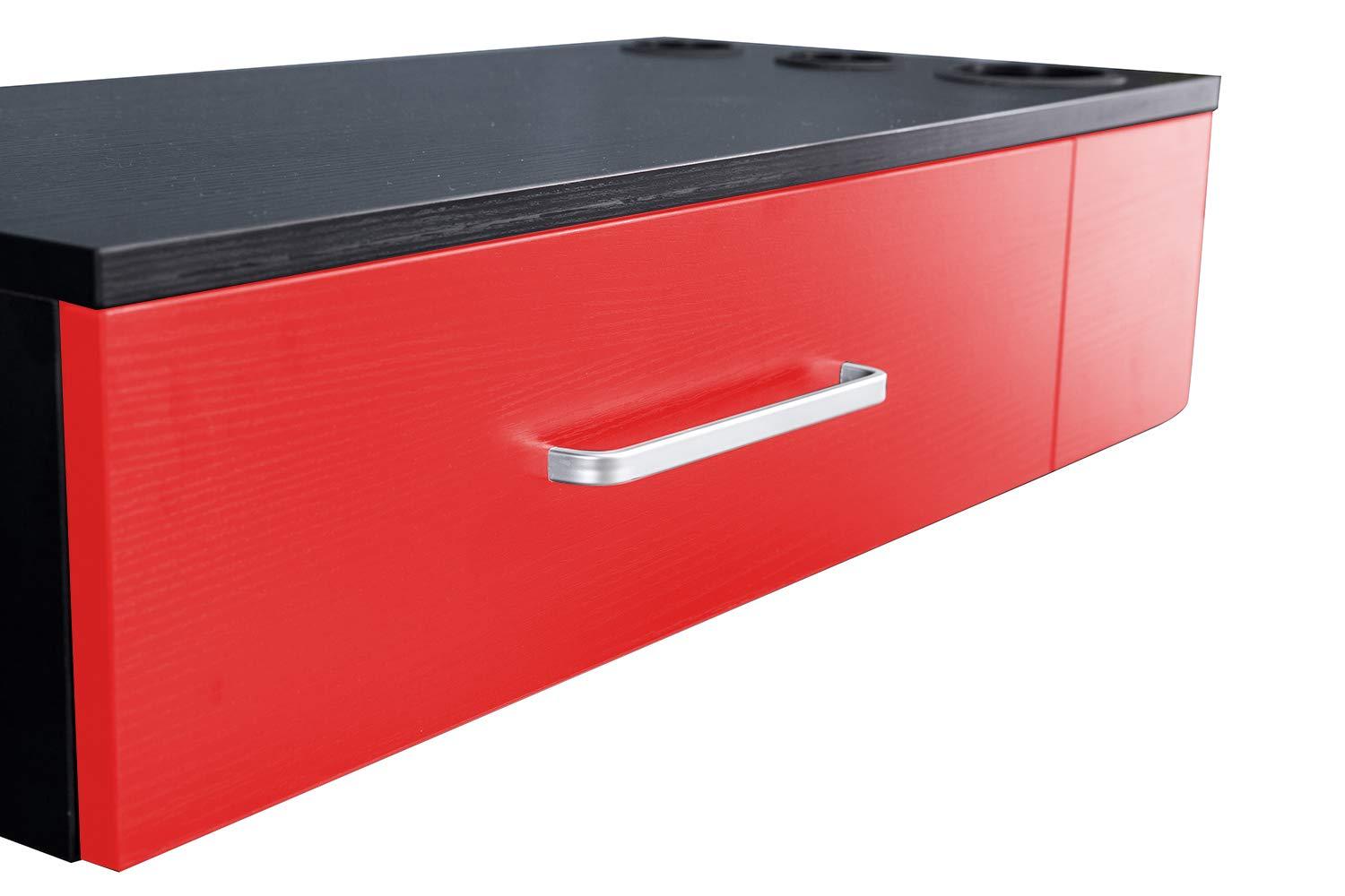 BarberPub BarberPub Locking Wall Mount Styling Station with 3 Hair Dryer Holders Barber Beauty Spa Salon Equipment 3036-2 (Black&Red)