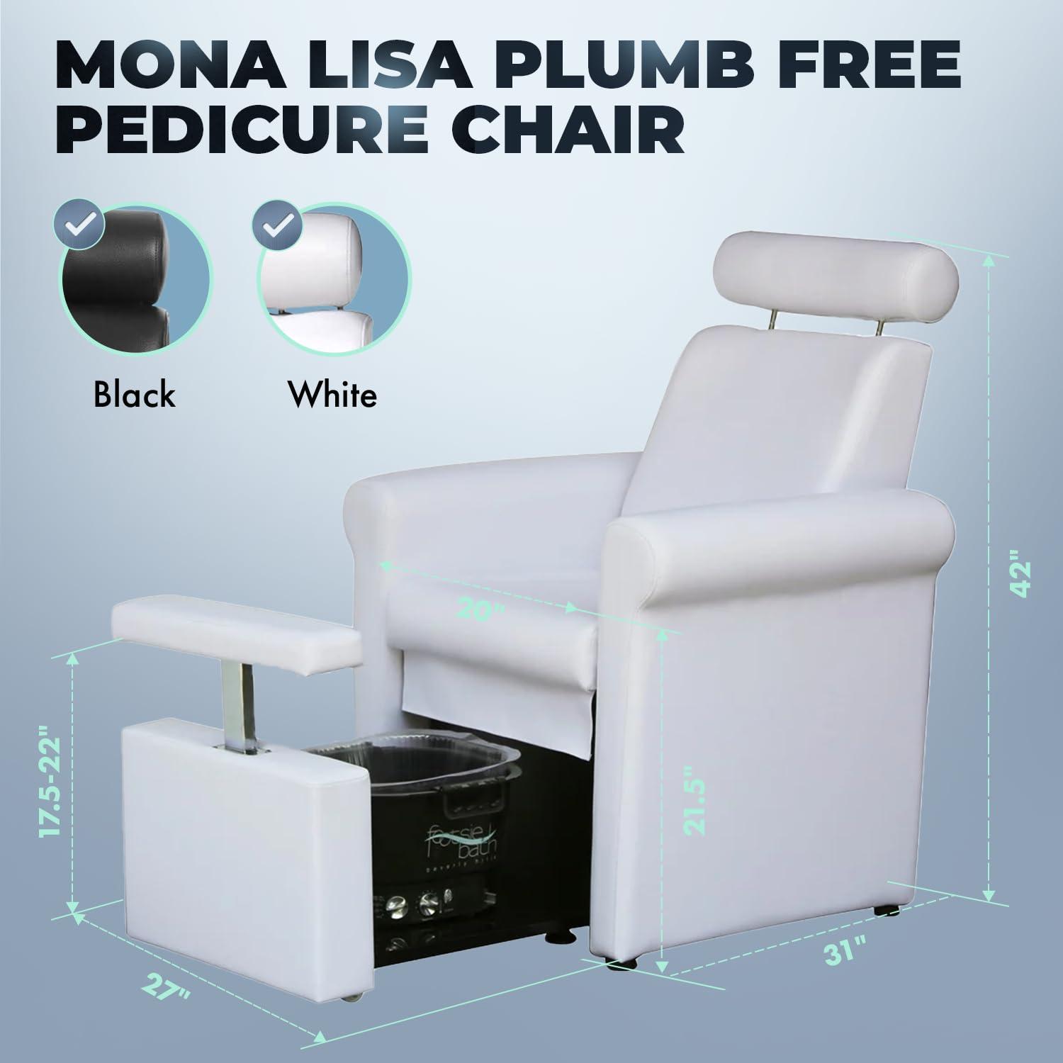 Buy-Rite Salon & Spa Equipment Buy-Rite Mona Lisa Plumb Free Pedicure Chair, No Plumbing Pedicure Station for Professional Spas and Salons, Reclining Backrest & Pull-Out Leg Rest (White), CHM-2320-5H-WHITE