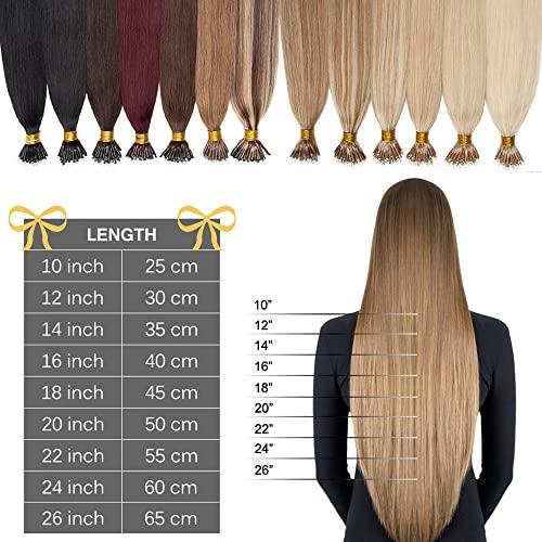 SEGO SEGO Nano Bead Ring Human Hair Extension Pre Bonded Nano Tip Remy Hair Extensions Micro Beads Rings Loop Hand Tied Hairpiece 18 Inch #18P613 Ash Blonde&Bleach Blonde 1g/strand 50g/pack