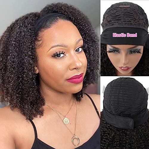 ISEE ISEE Hair Afro Kinky Curly Headband Wig Human Hair 180% Density Afro Wigs for Black Women Natural Curls 10A Glueless Human Hair Wigs (14 Inch)
