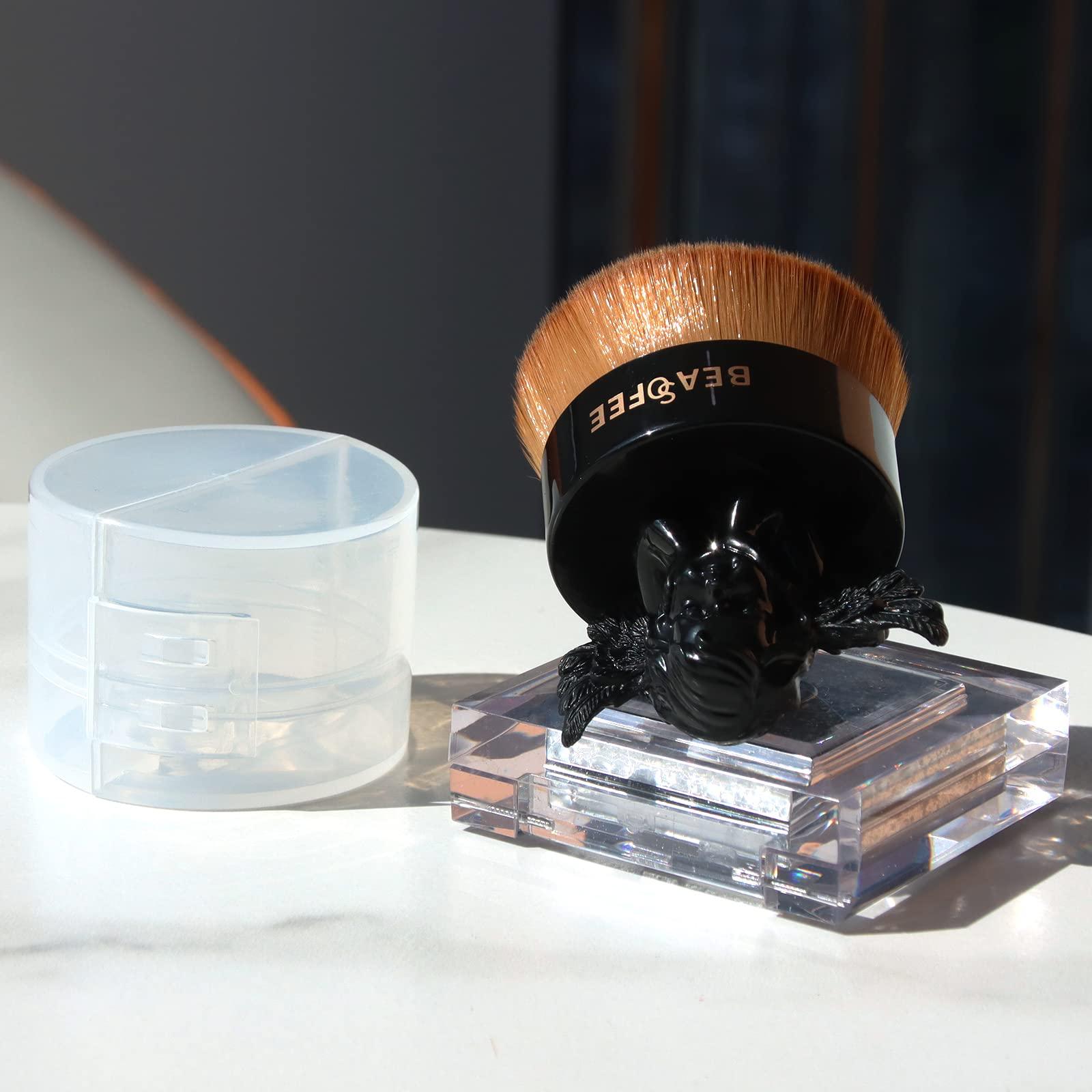 BEASOFEE Foundation Makeup Brush Flat Top Kabuki Foundation Face Makeup Brushes,Professional Body Foundation Brush for Blending Liquid,Cream or Mineral Powder Large Body Makeup Face Brush 02Black