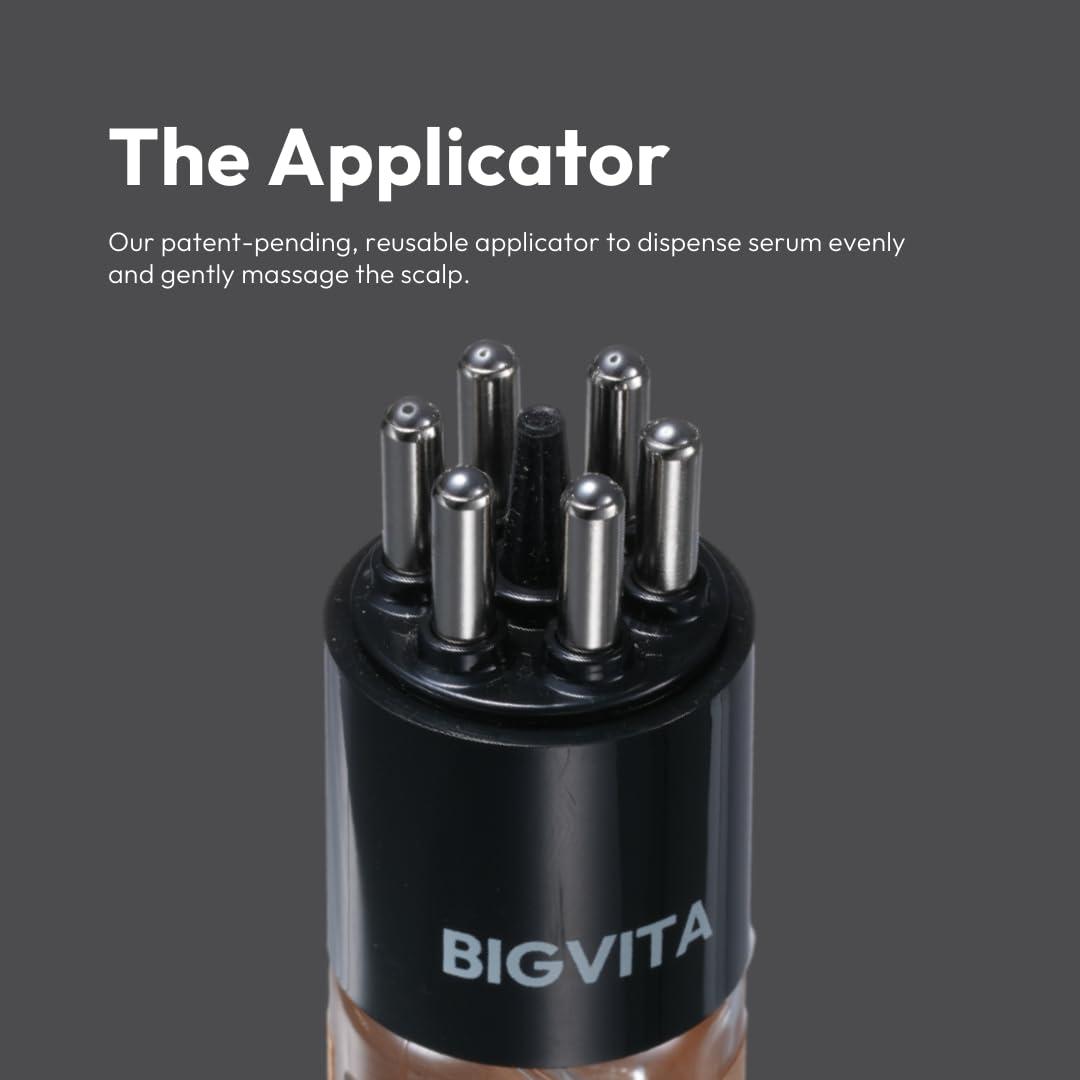 BIGVITA BIGVITA Scalp Serum + | Scalp Massager Applicator for Thicker, Fuller Hair | Hair Growth, Dry Scalp Relief | Biotin, AnaGain, Centella & Natural Leaf Extracts | Soothes Itchy, Flaky Scalp