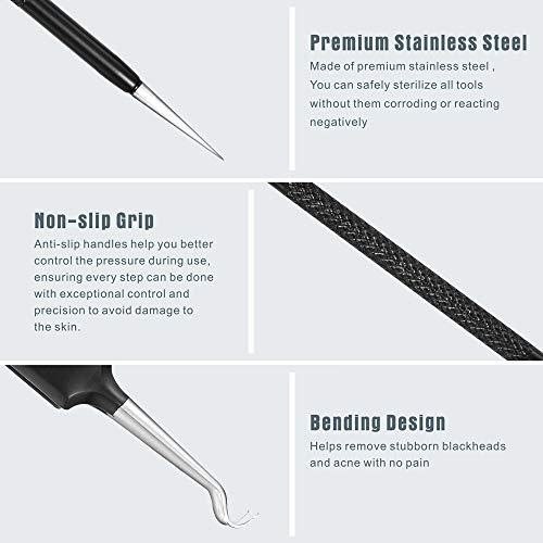 Tomata Blackhead Remover Pimple Popper Tool Kit - (6 Piece Kit) - Professional Stainless Pimples Comedone Extractor Removal Tool