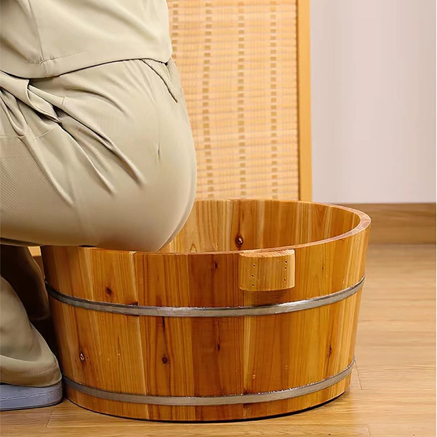 MegLob MegLob Solid Wood Foot Bath Bucket, Wooden Large Foot Soaking Tub, Feet Spa Soaking Basin, Classic Wooden Foot Bath Barrel, Alleviate Fatigue, Help Sleep, Pedicure Foot Soaking Bath Container,S